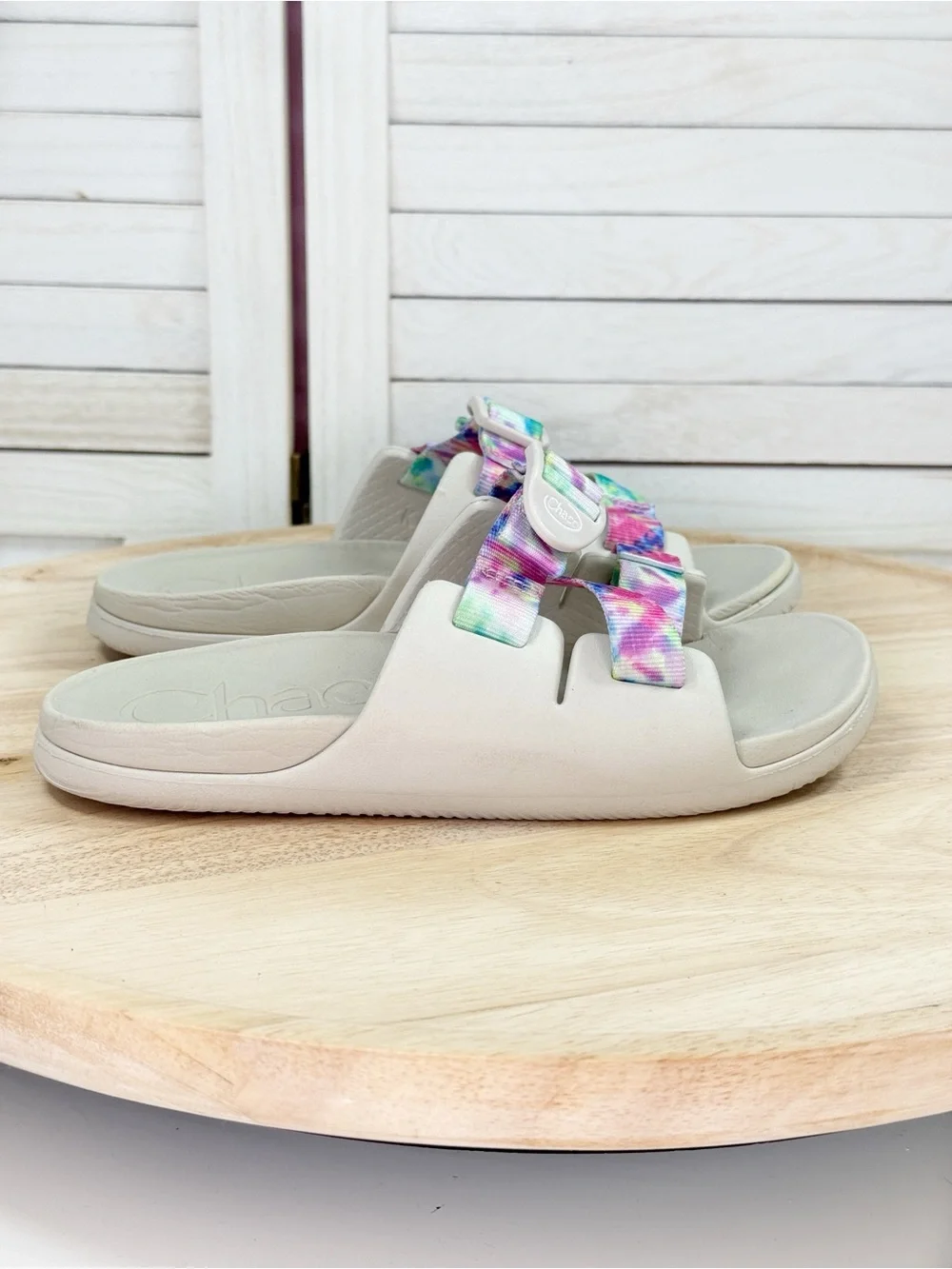 Chaco‎ Chillos Kids Slide Sandals Pink Tie Dye Light Tan 4